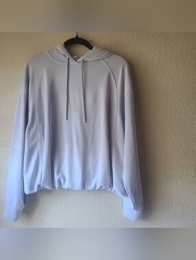 Athleta Seasoft Bubble Hem Light Blue Pullover Hoodie Women's Size M